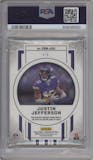 Justin Jefferson from the 2023 Panini Obsidian set featuring a Electric Etch Red parallel graded by PSA and given an overall grade of 9.