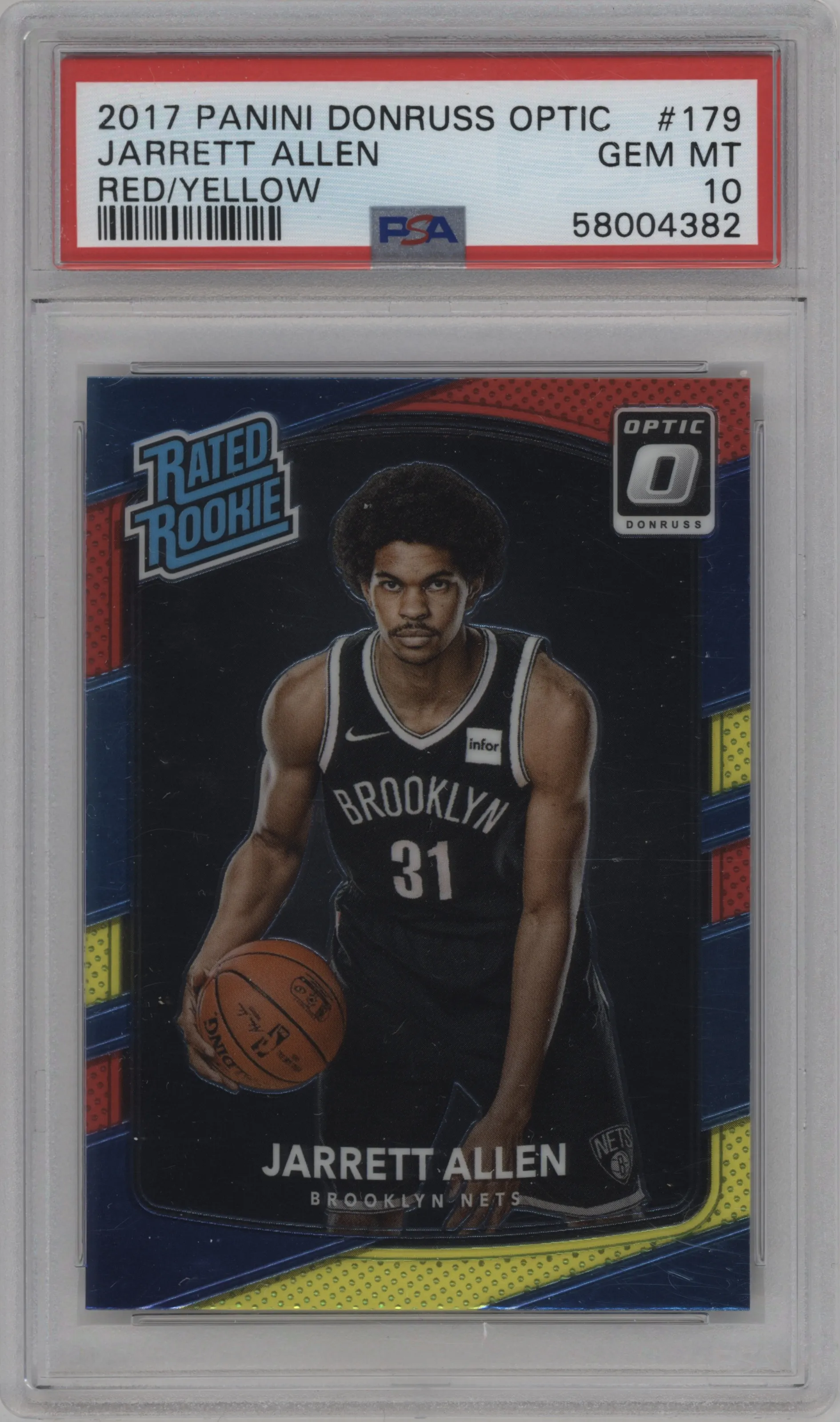 2017 Panini Donruss Optic Rated Rookie Jarrett Allen Red/Yellow PSA 10