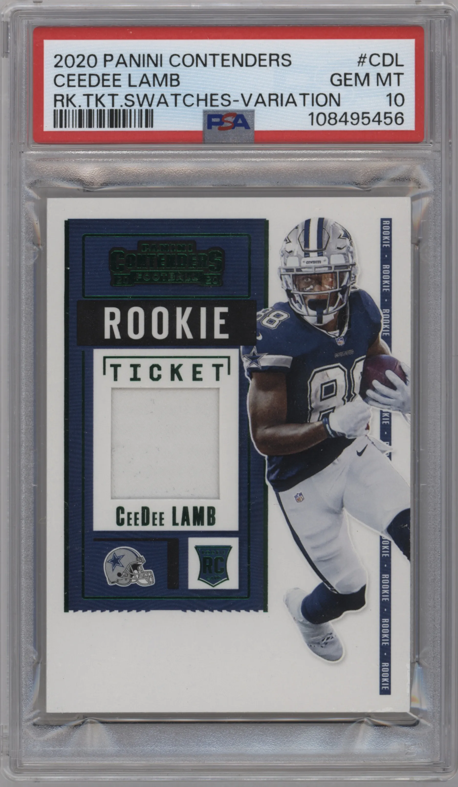 2020 Panini Contenders Rke.Tkt.Swch.Var. CeeDee Lamb #RSV-CDL PSA 10