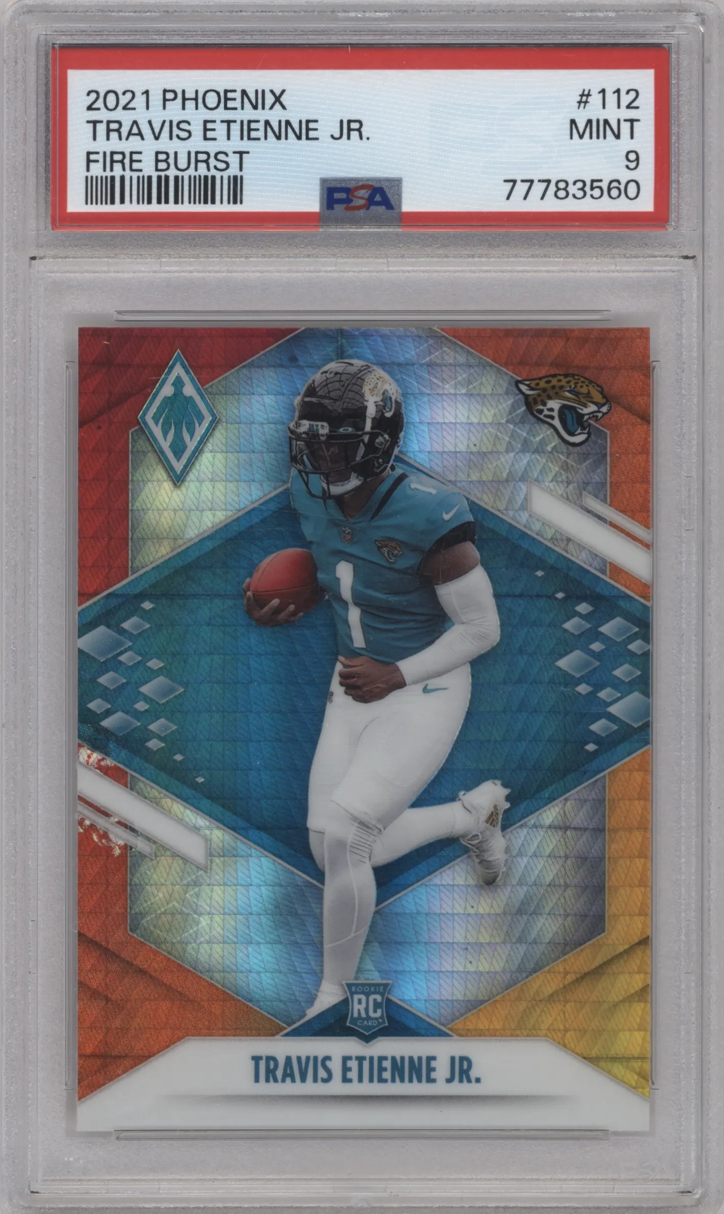 2021 Panini Phoenix Travis Etienne Jr. Fire Burst #112 PSA 9