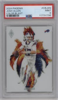 Josh Allen from the 2024 Panini Phoenix set graded by PSA and given an overall grade of 9.
