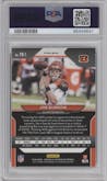 Joe Burrow from the 2020 Panini Chronicles set featuring a Silver parallel graded by PSA and given an overall grade of 8.