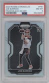 Joe Burrow from the 2020 Panini Chronicles set featuring a Silver parallel graded by PSA and given an overall grade of 8.