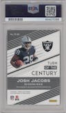 Josh Jacobs from the 2019 Panini Donruss Elite set featuring a Red parallel graded by PSA and given an overall grade of 10.