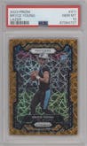 Bryce Young from the 2023 Panini Prizm set featuring a Lazer parallel graded by PSA and given an overall grade of 10.