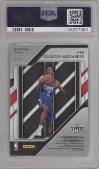 Shai Gilgeous-Alexander from the 2018-19 Panini Prizm set featuring a Mojo parallel graded by PSA and given an overall grade of 9.