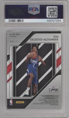 Shai Gilgeous-Alexander from the 2018-19 Panini Prizm set featuring a Mojo parallel graded by PSA and given an overall grade of 9.