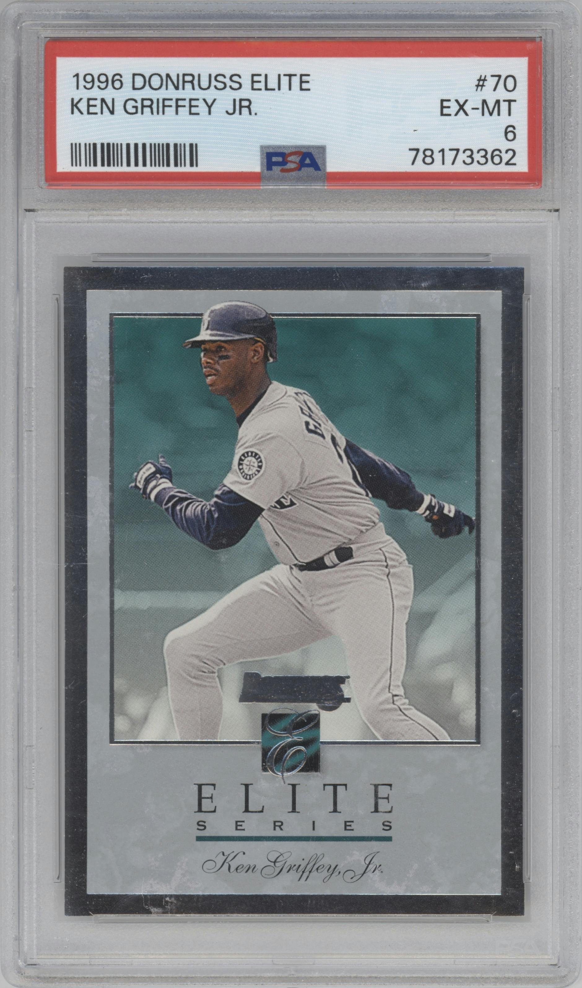 Ken Griffey, Jr. from the 1996 Donruss set graded by PSA and given an overall grade of 6.