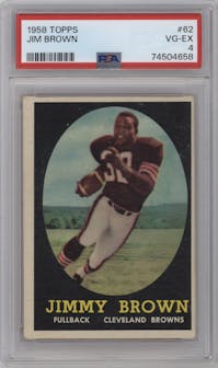 Jimmy Brown from the 1958 Topps set graded by PSA and given an overall grade of 4.