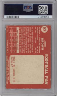 Jimmy Brown from the 1958 Topps set graded by PSA and given an overall grade of 4.
