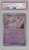 Espeon from the 2025 Pokemon SV set featuring a Poke Ball parallel graded by PSA and given an overall grade of 9.