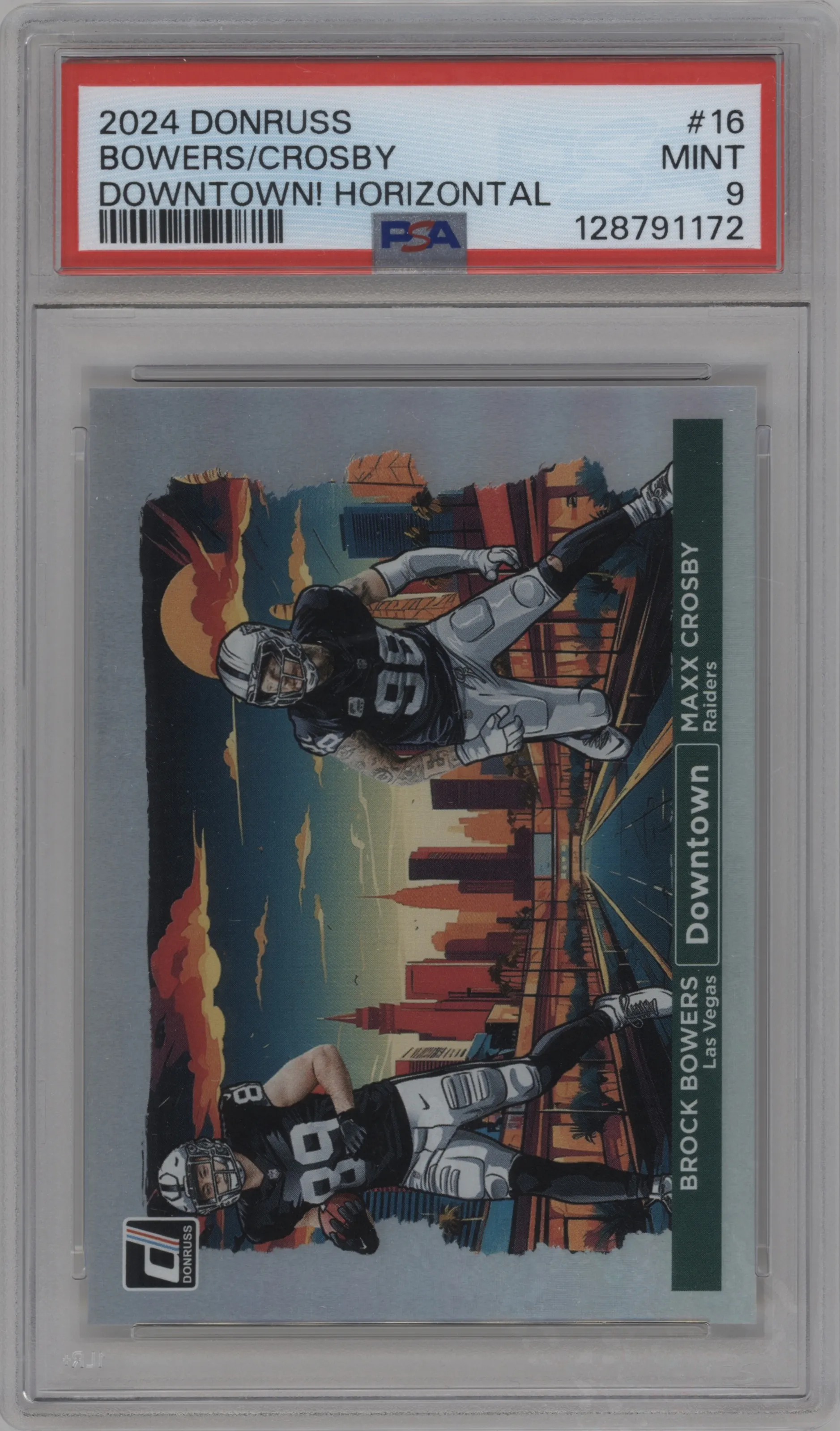 2024 Donruss Downtown Horizontal Brock Bowers/Maxx Crosby #16 PSA 9