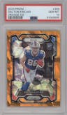 Dalton Kincaid from the 2023 Panini Prizm set featuring a Orange Ice parallel graded by PSA and given an overall grade of 10.