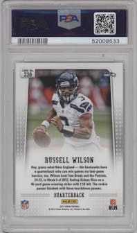 Russell Wilson from the 2012 Panini Prizm set graded by PSA and given an overall grade of 10.