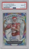 Patrick Mahomes II from the 2017 Panini Prizm set graded by PSA and given an overall grade of 10.