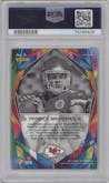 Patrick Mahomes II from the 2017 Panini Prizm set graded by PSA and given an overall grade of 10.