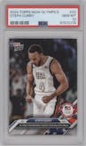 Steph Curry from the 2024 Topps Now Olympics set graded by PSA and given an overall grade of 10.