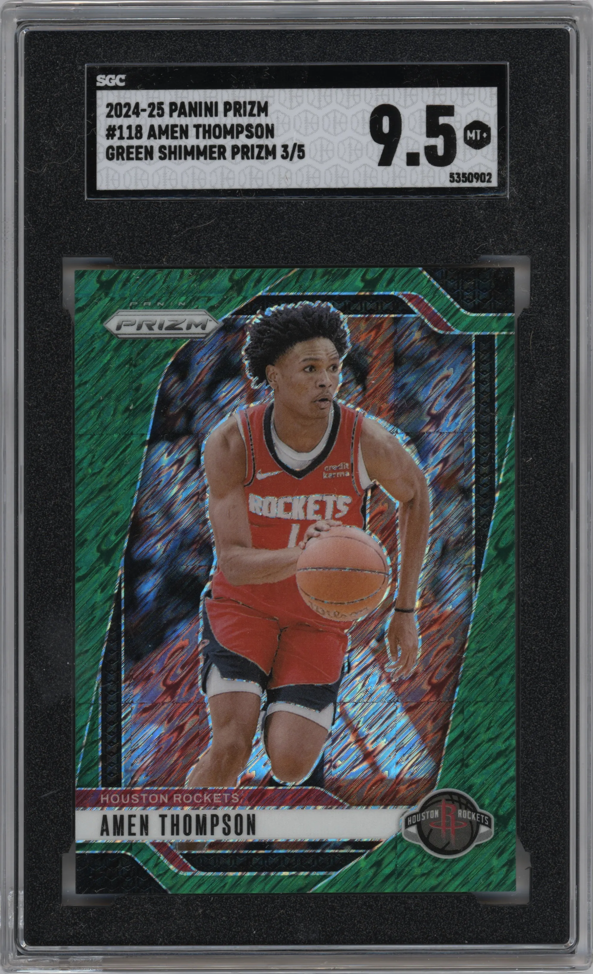 2024 Panini Prizm Amen Thompson Green Shimmer Prizm FOTL SGC 9.5