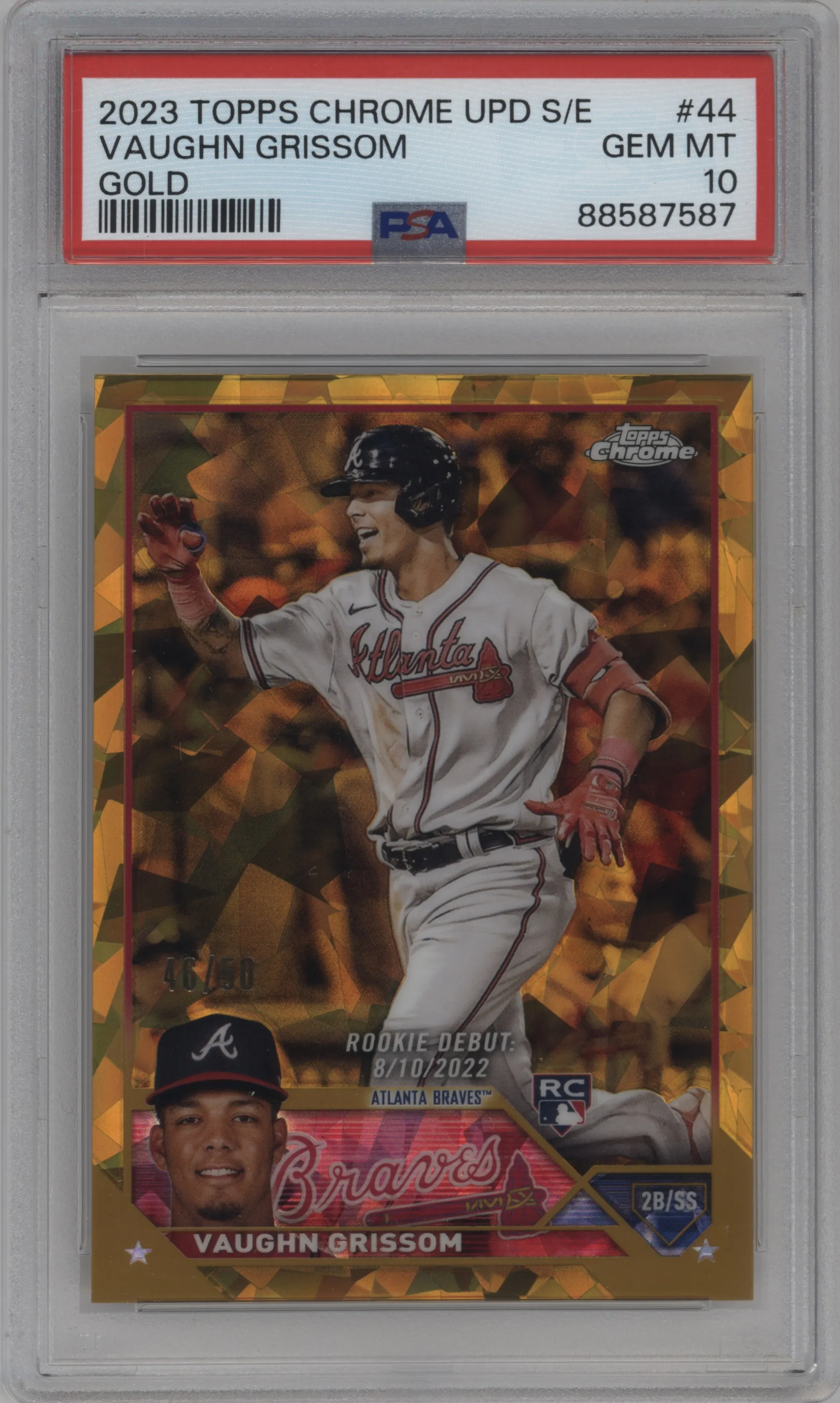 2023 Topps Chrome Update Series Sapphire Edition Vaughn Grissom Gold #USCS44 PSA 10