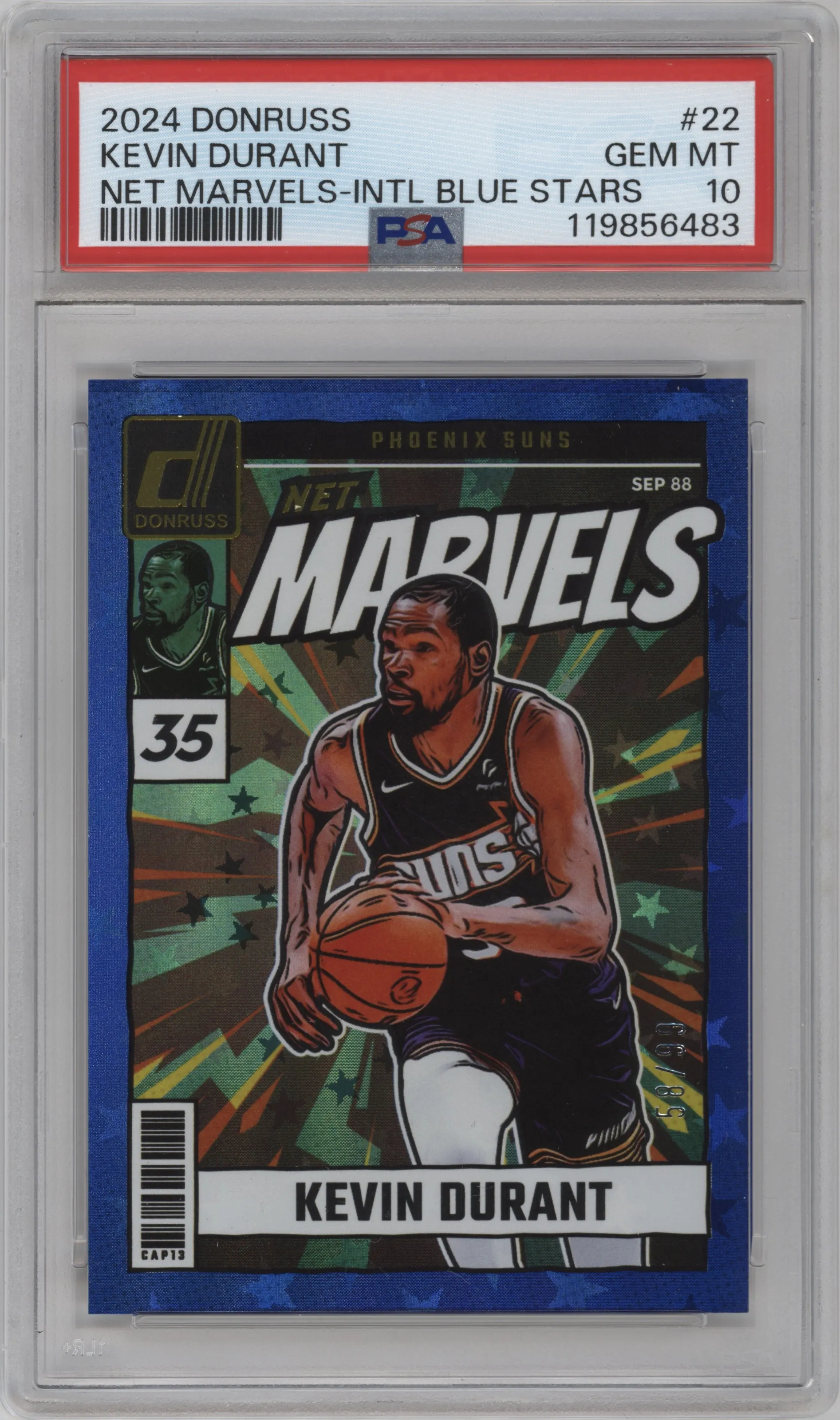 2024 Panini Donruss Net Marvels Kevin Durant International Blue Stars #22 PSA 10