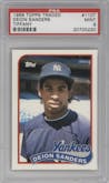 Deion Sanders from the 1989 Topps Traded set featuring a Tiffany parallel graded by PSA and given an overall grade of 9.