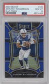 Anthony Richardson from the 2023 Panini Select set featuring a Blue Prizm parallel graded by PSA and given an overall grade of 10.