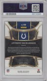 Anthony Richardson from the 2023 Panini Select set featuring a Blue Prizm parallel graded by PSA and given an overall grade of 10.