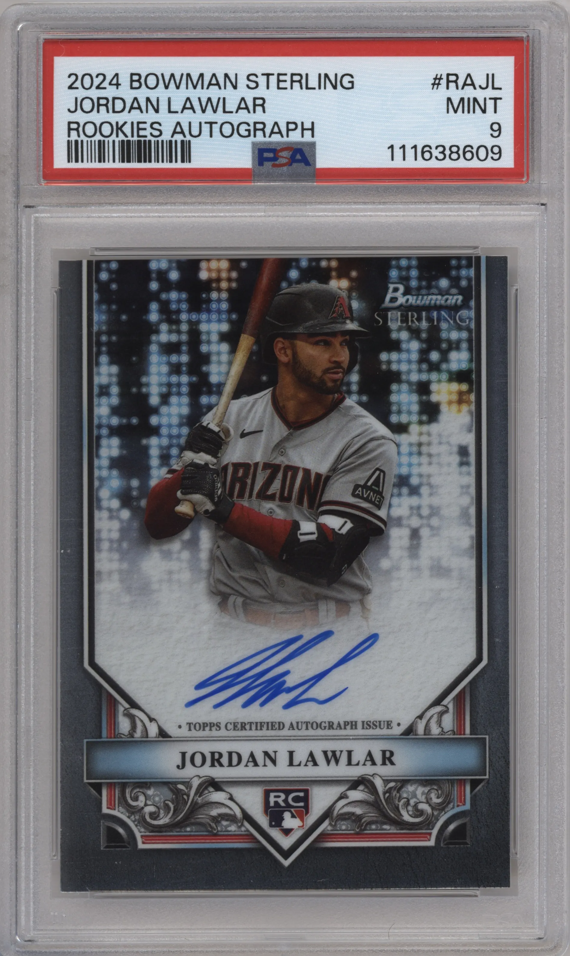 2024 Bowman Sterling Rke.Auto Jordan Lawlar #RA-JL PSA 9