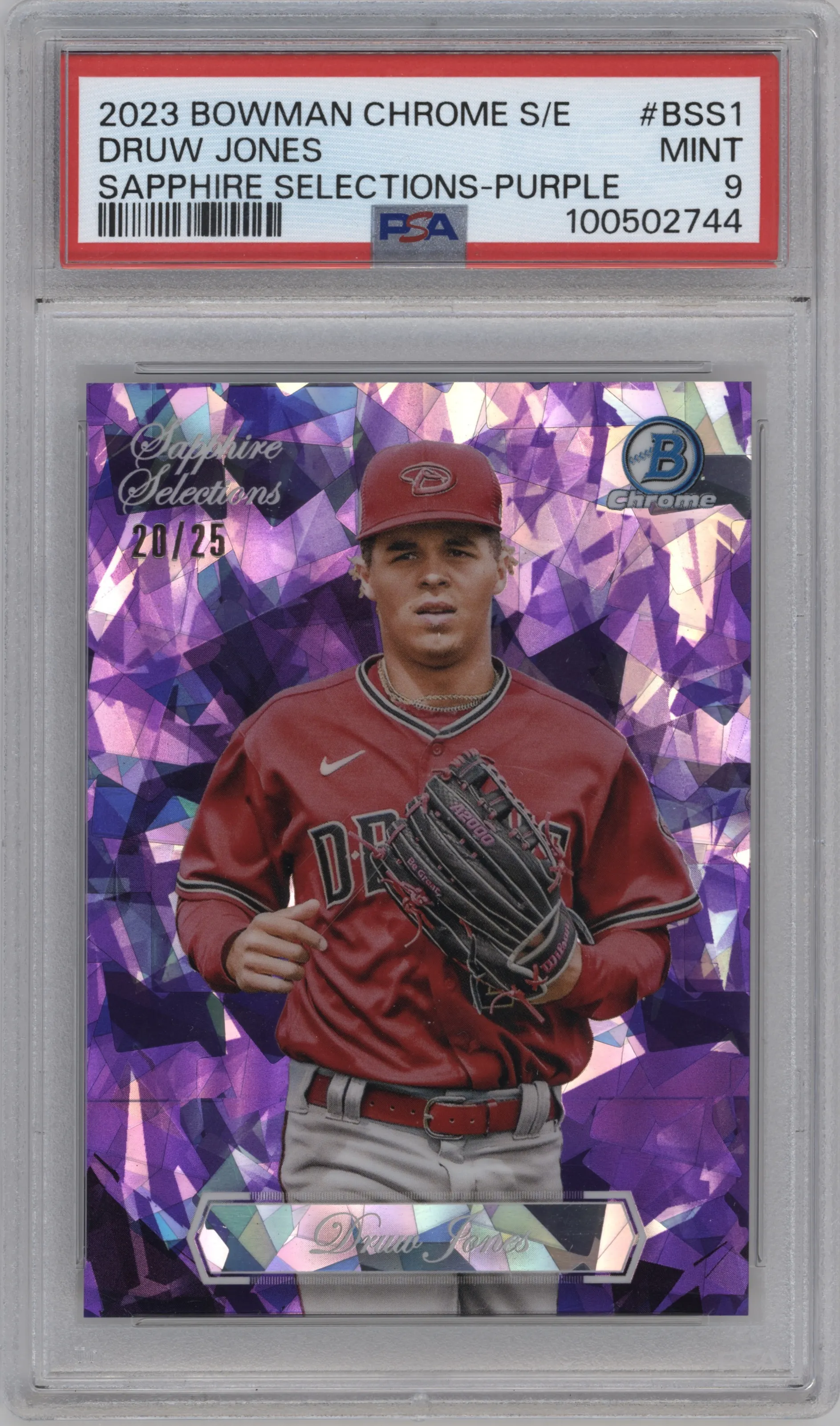 2023 Bowman Chrome Sapphire Edition Sapphire Selections Druw Jones Purple PSA 9