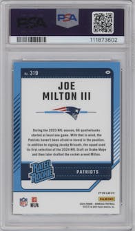 Joe Milton III  from the 2024 Donruss set featuring a Blue Scope parallel graded by PSA and given an overall grade of 10.