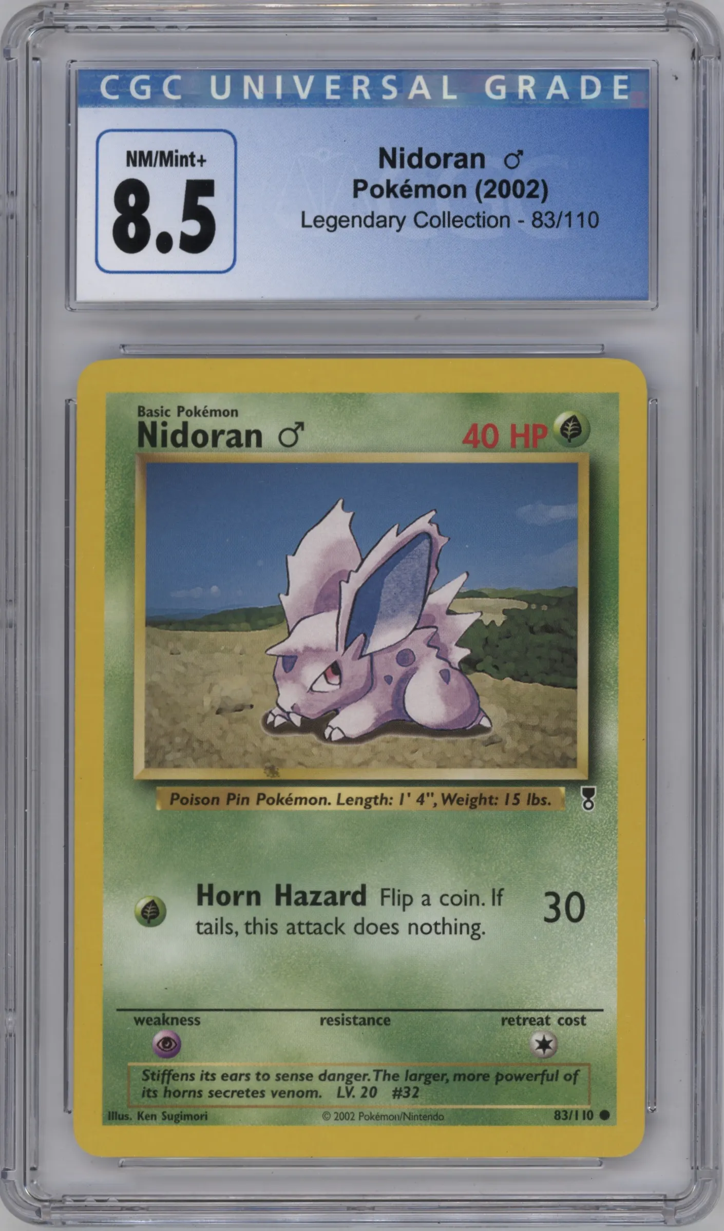2002 Pokemon Legendary Collection Nidoran #83 CGC 8.5