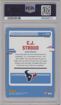 C.J. Stroud from the 2023 Donruss Optic set featuring a Hyper Blue parallel graded by PSA and given an overall grade of 10.