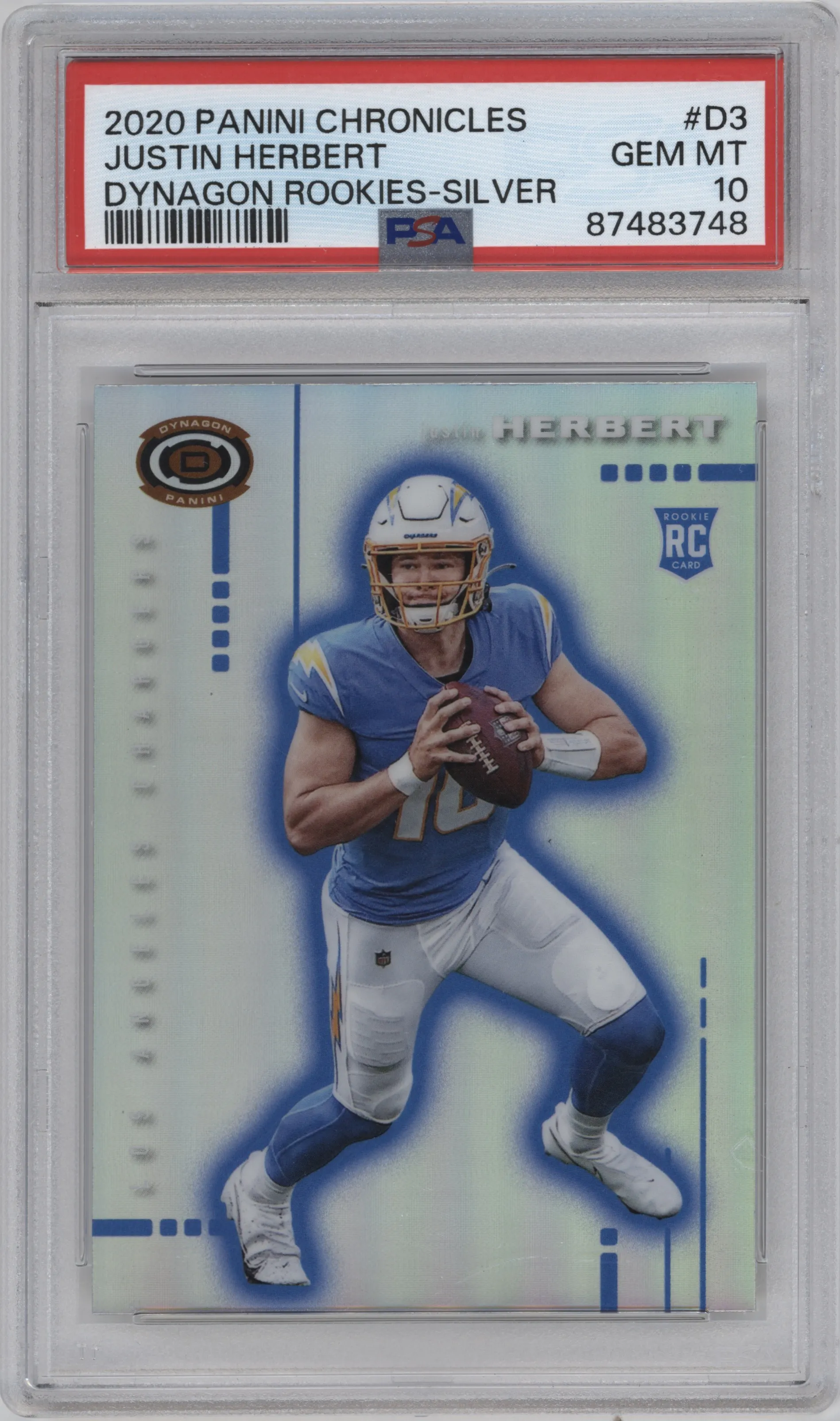 2020 Panini Chronicles Dynagon Justin Herbert Silver PSA 10