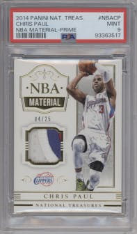 Chris Paul from the 2014-15 Panini National Treasures set featuring a Prime parallel graded by PSA and given an overall grade of 9.