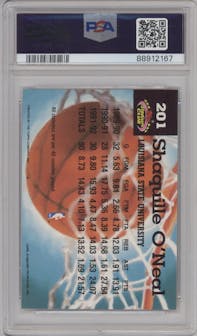 Shaquille O'neal from the 1992-93 Topps Stadium Club set graded by PSA and given an overall grade of 10.