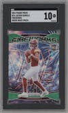 Jayden Daniels from the 2024 Panini Prizm set featuring a Green Wave parallel graded by SGC and given an overall grade of 10.