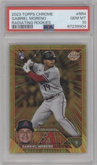 Gabriel Moreno from the 2023 Topps Chrome set graded by PSA and given an overall grade of 10.