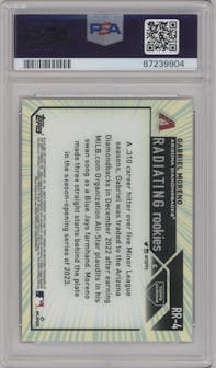 Gabriel Moreno from the 2023 Topps Chrome set graded by PSA and given an overall grade of 10.