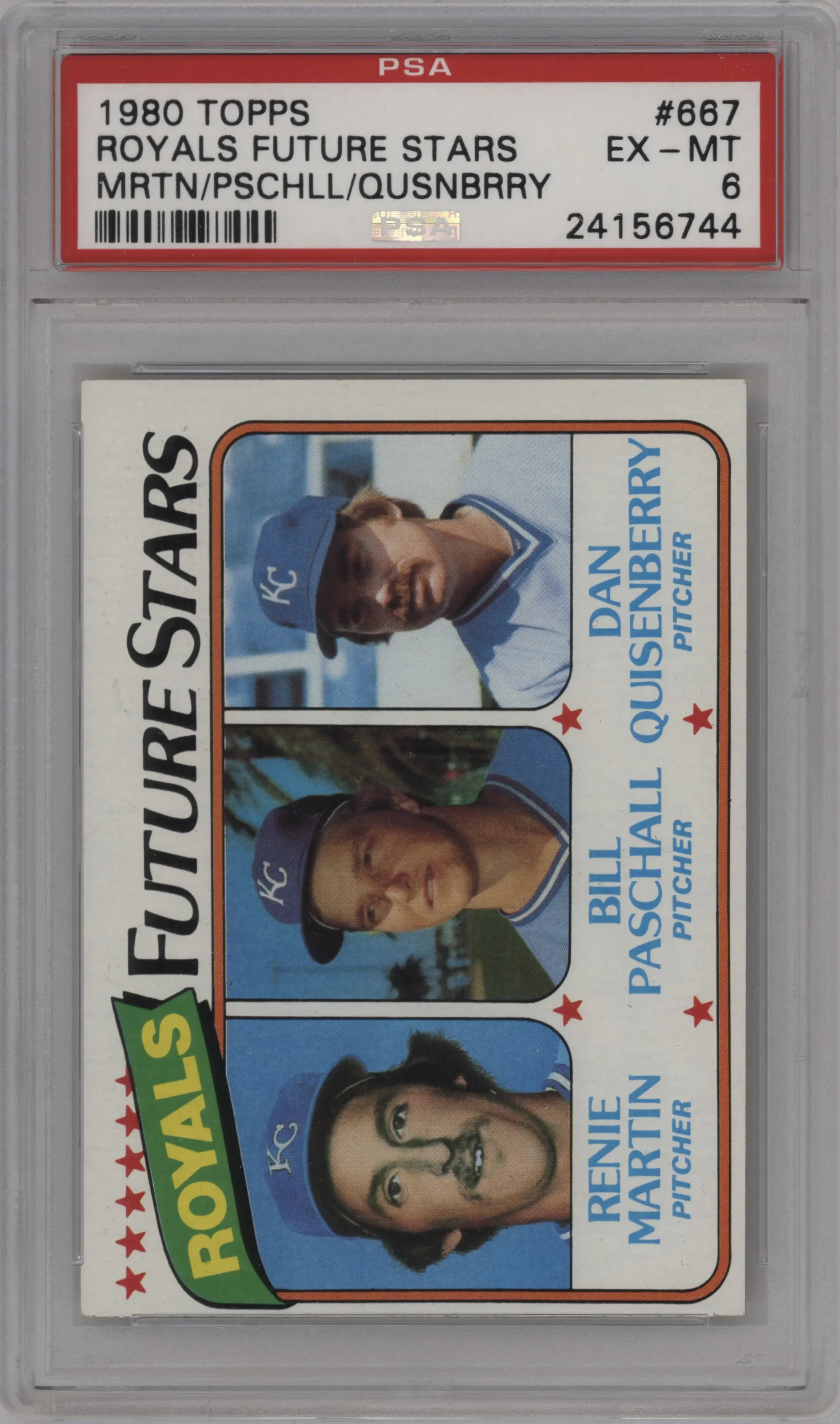 1980 Topps Renie Martin/Bill Paschall/Dan Quisenberry #667 PSA 6