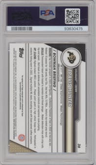 Travis Hunter from the 2023 Bowman Chrome University set graded by PSA and given an overall grade of 10.