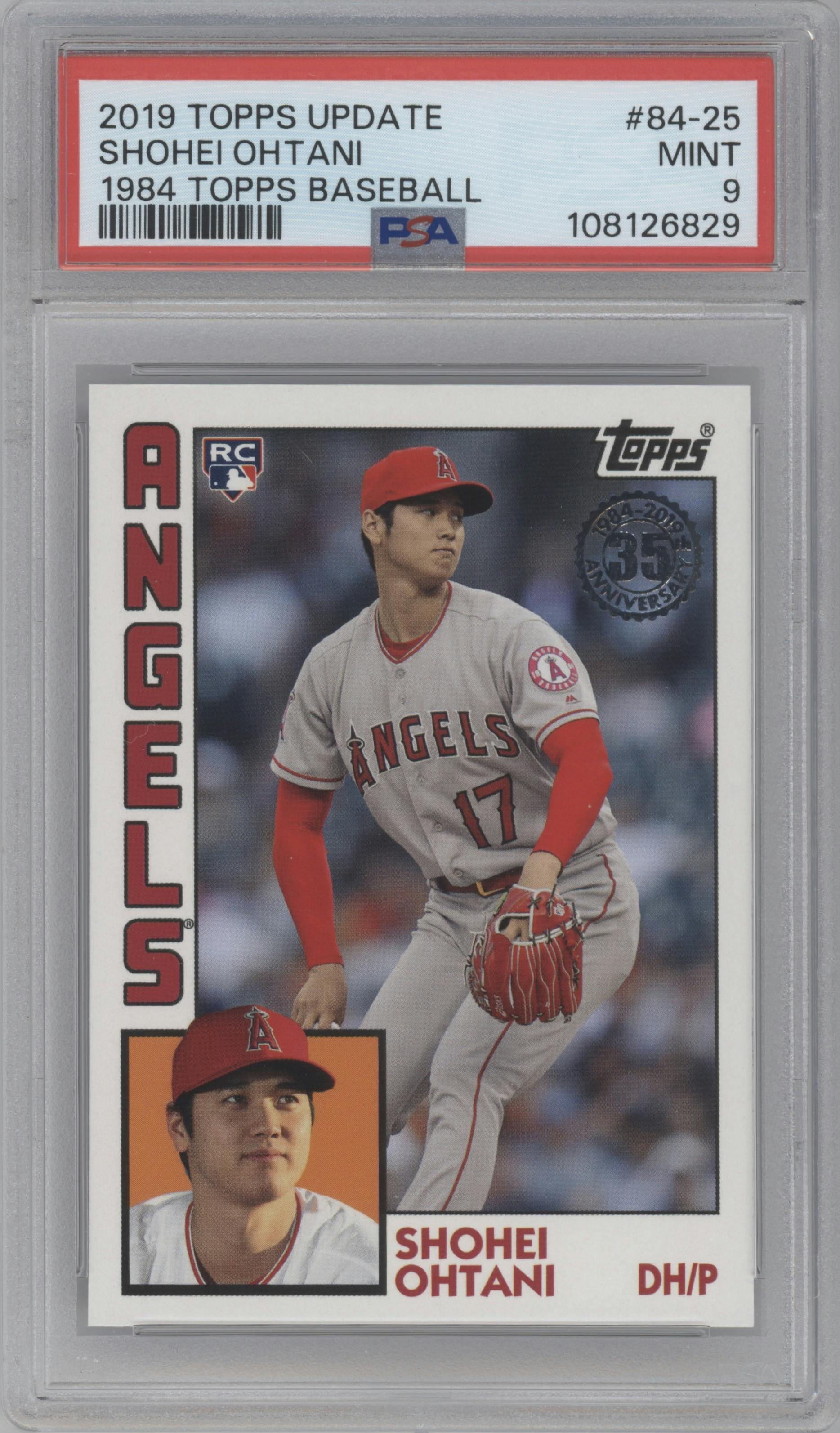 Shohei Ohtani from the 2019 Topps Update  set graded by PSA and given an overall grade of 9.