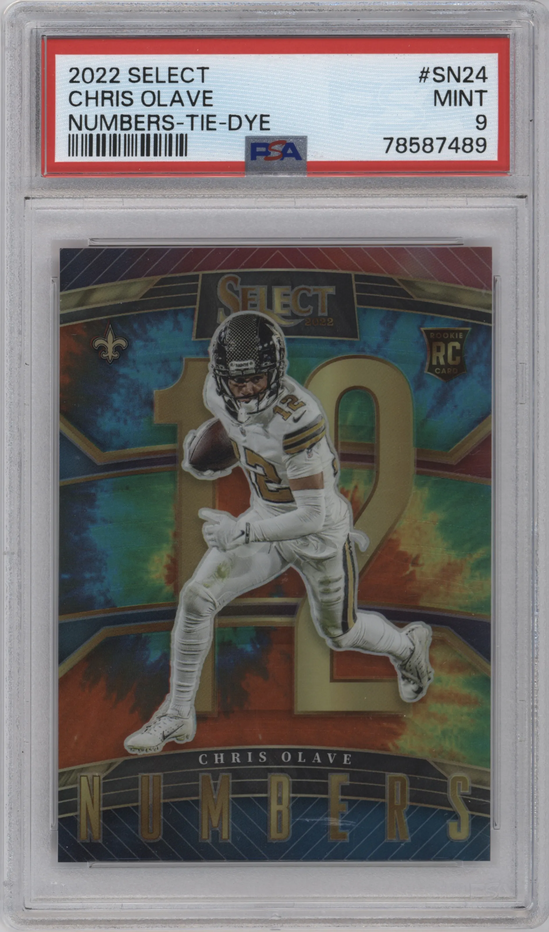 2022 Panini Select Numbers Chris Olave Tie-Dye #SN-24 PSA 9