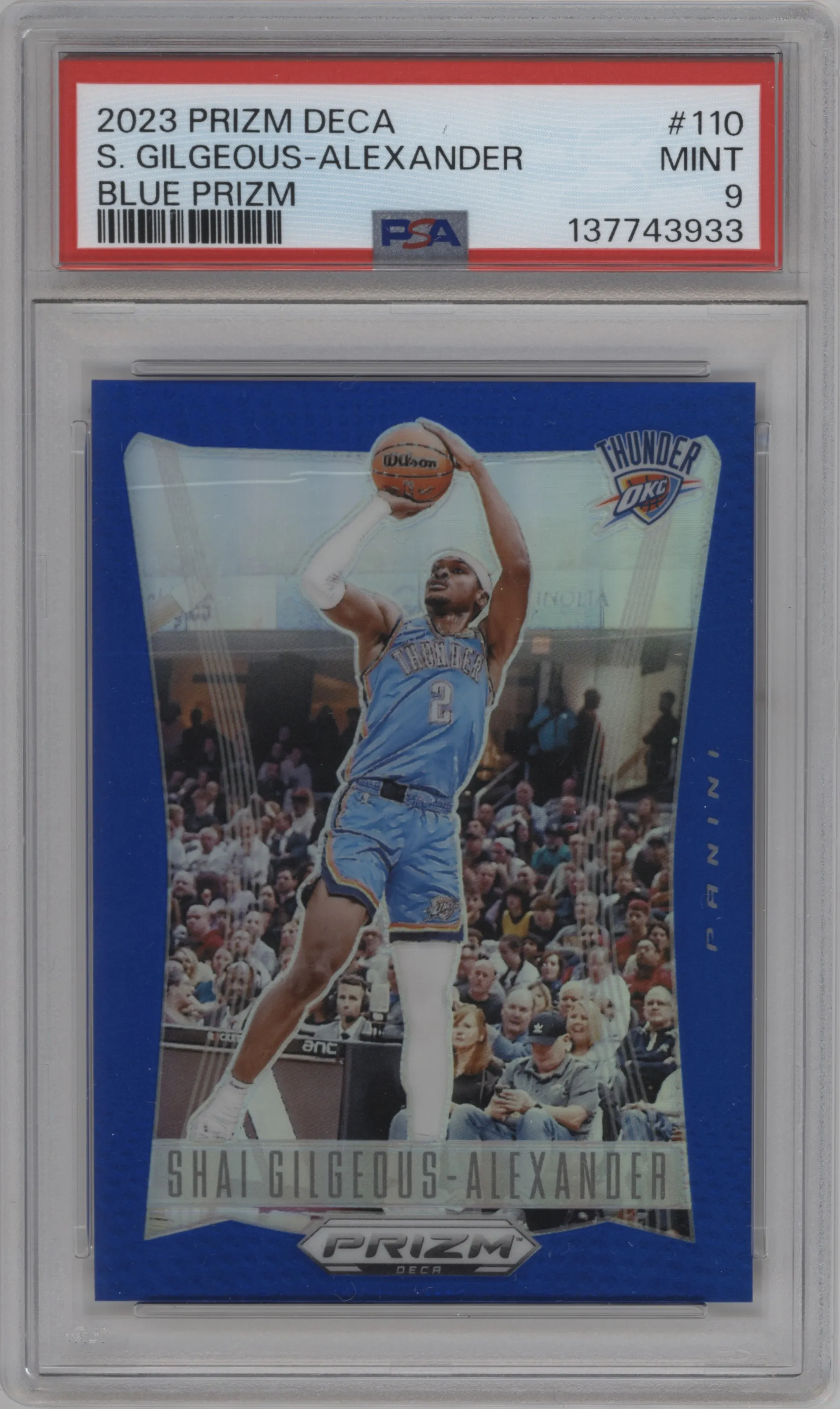 2023 Panini Prizm Deca Shai Gilgeous-Alexander Blue Prizm #110 PSA 9