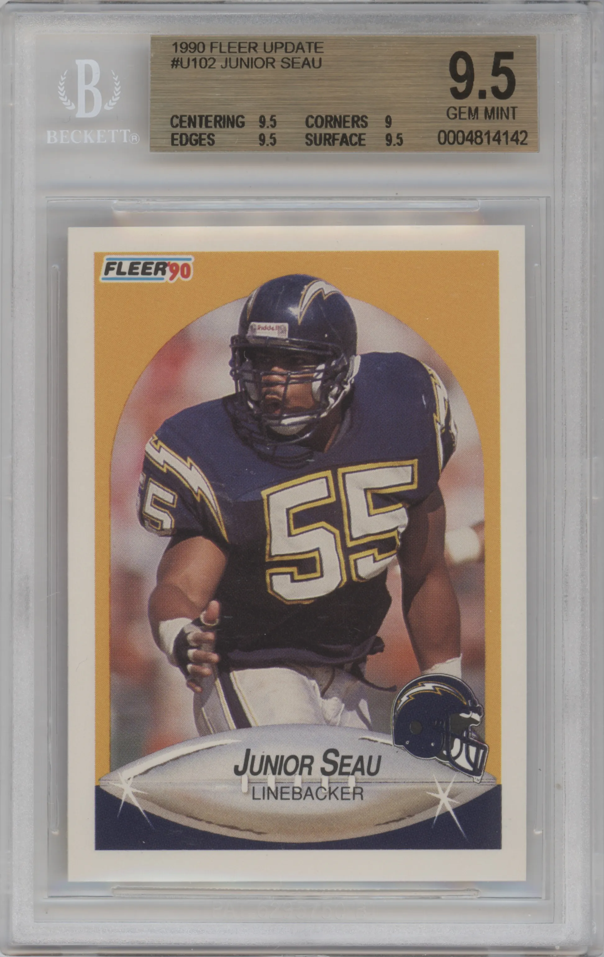 1990 Fleer Update Junior Seau BGS 9.5