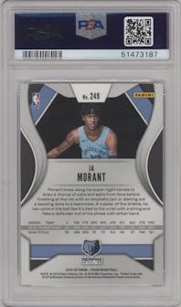 Ja Morant from the 2019-20 Panini Prizm set graded by PSA and given an overall grade of 10.