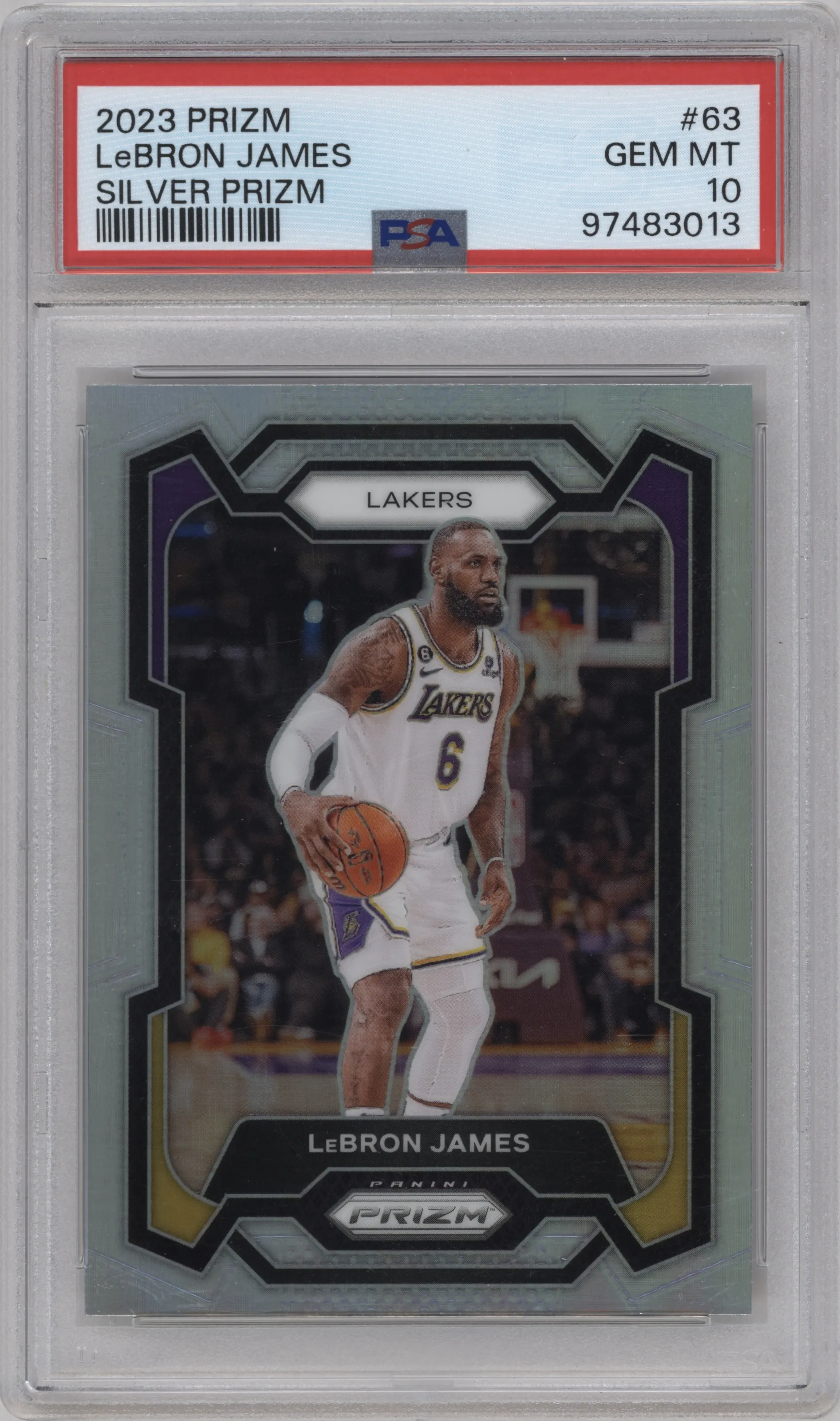 2023 Panini Prizm LeBron James Silver Prizm #63 PSA 10