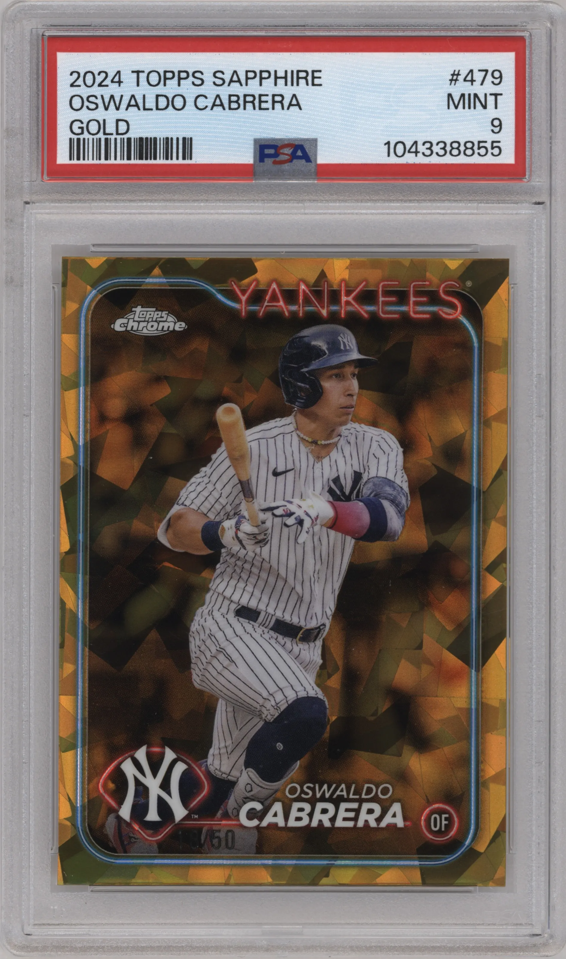 2024 Topps Chrome Sapphire Oswaldo Cabrera Gold #479 PSA 9