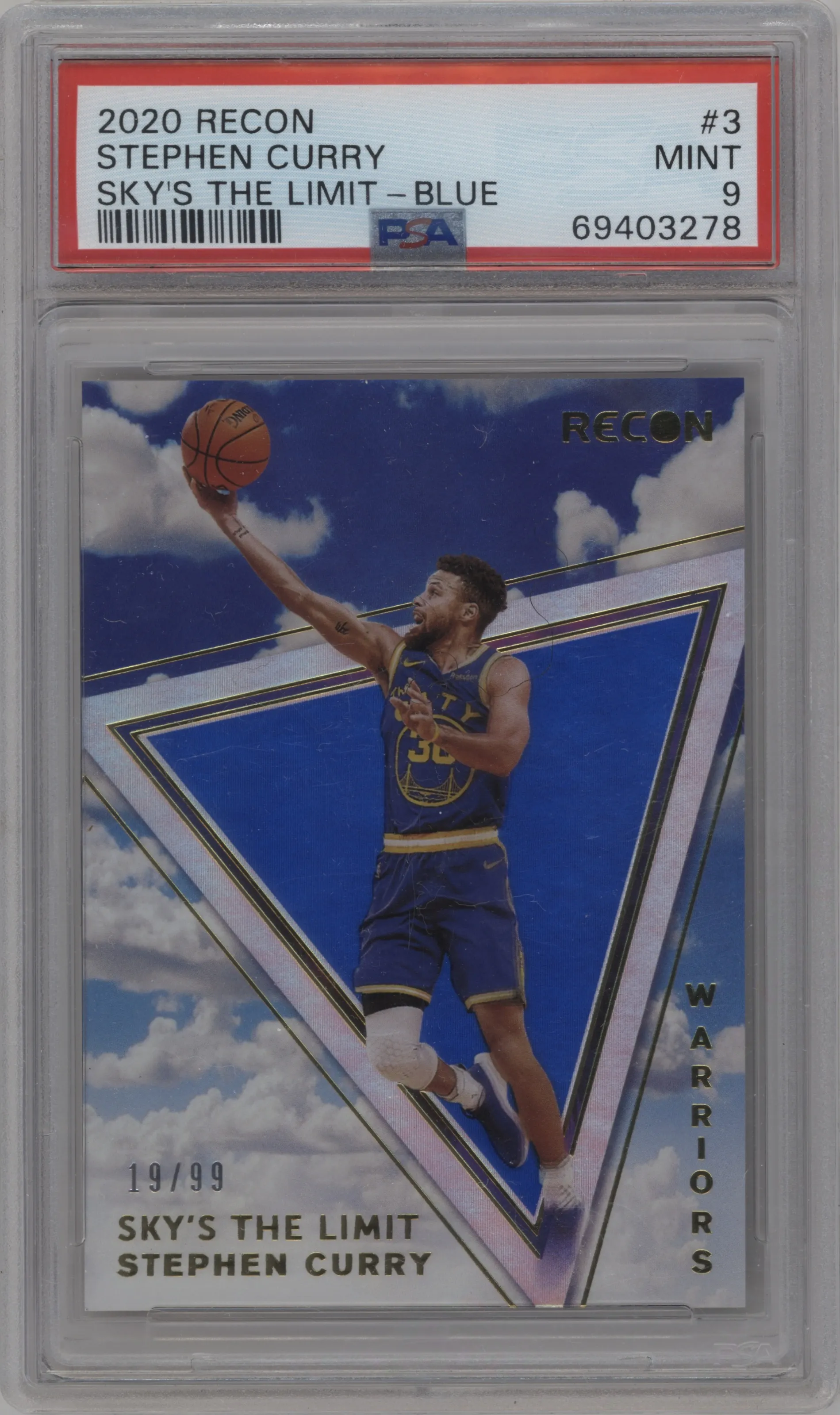 2020 Panini Recon Sky's the Limit Stephen Curry Blue #3 PSA 9