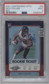 Nico Collins from the 2021 Panini Contenders Optic set featuring a Red parallel graded by PSA and given an overall grade of 9.