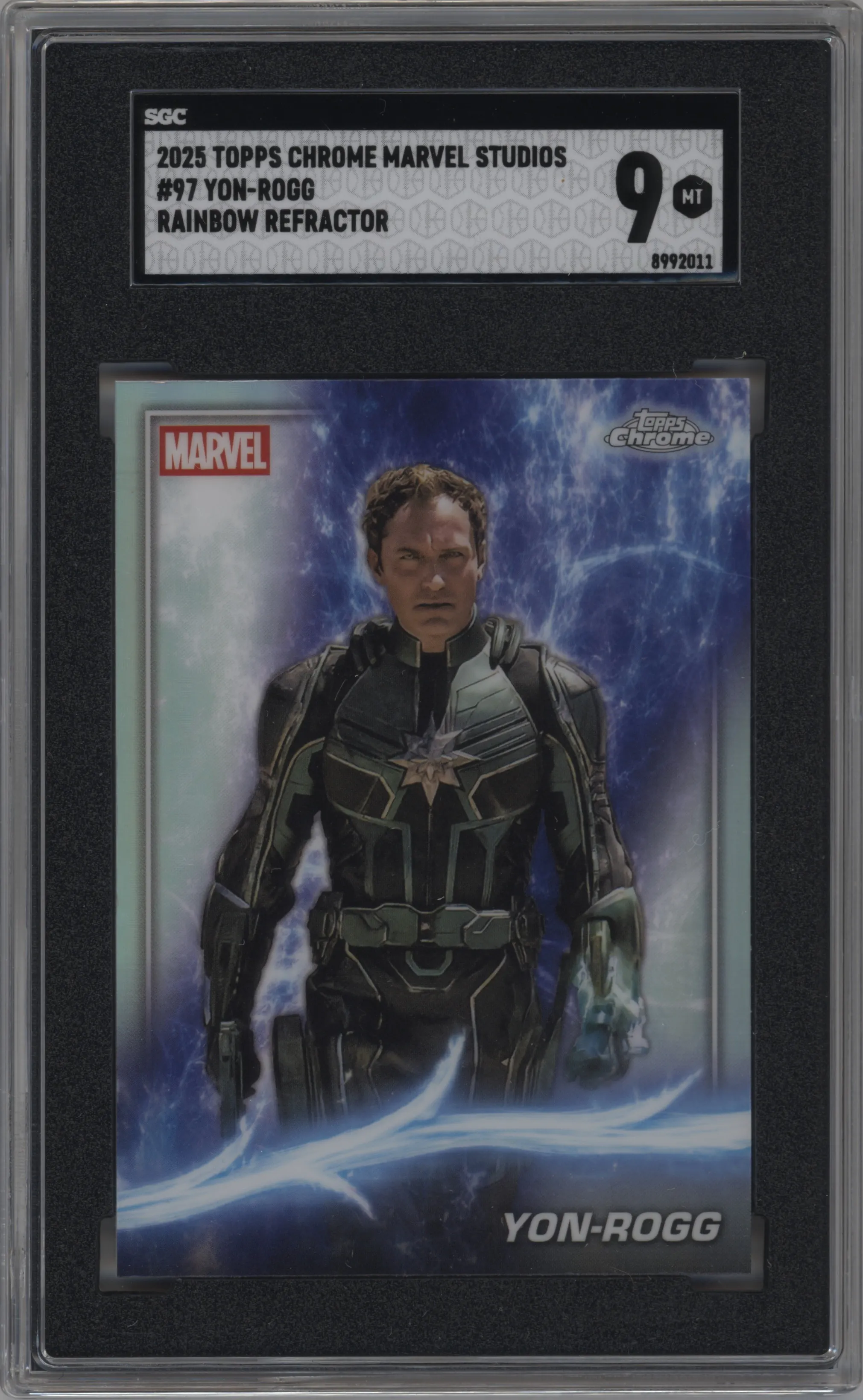 2025 Topps Chrome Marvel Studios Yon-Rogg Rainbow Refractor SGC 9